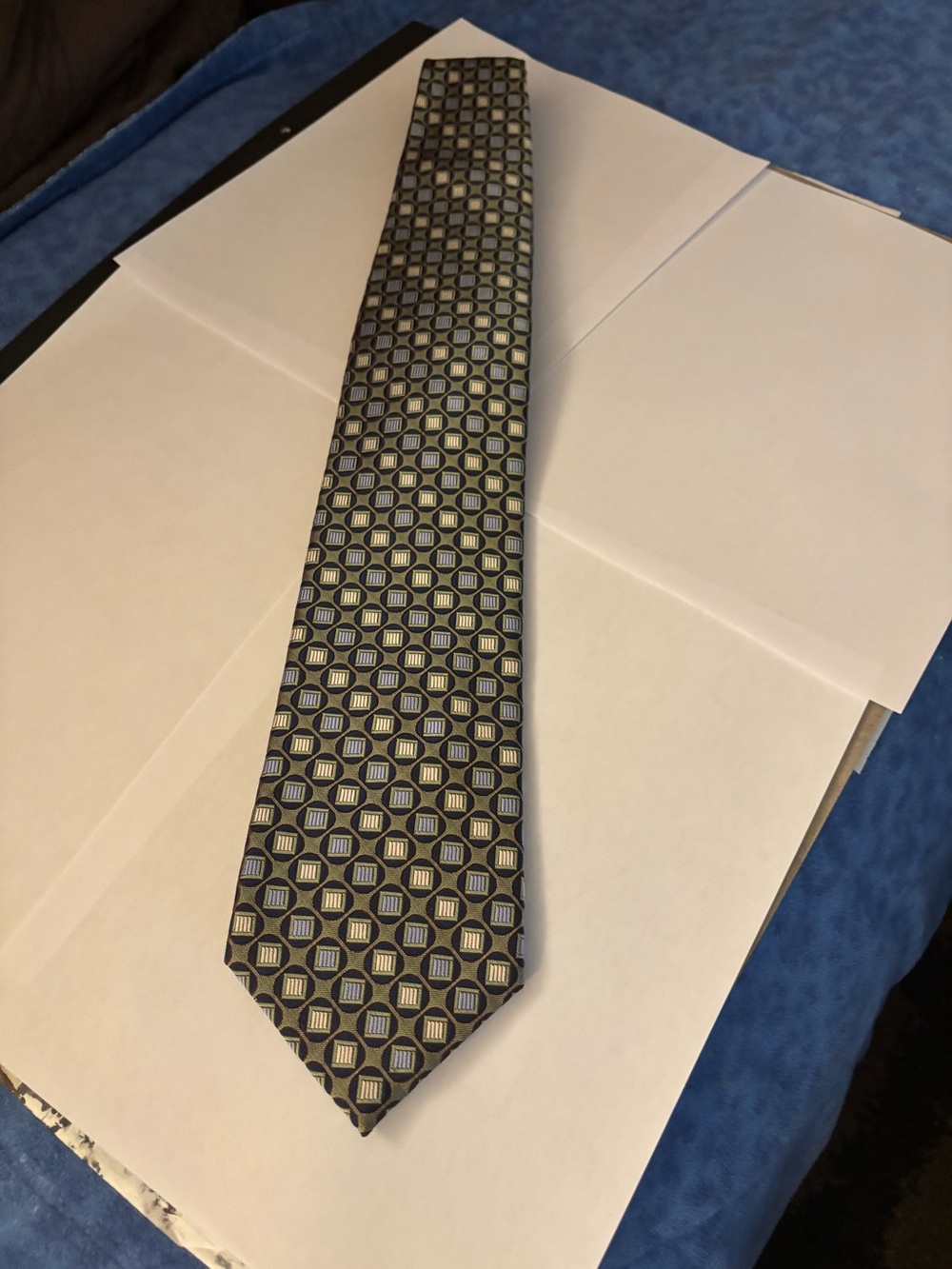 Enro Classic Men's Geometric Pattern Tie in Blue and Gray